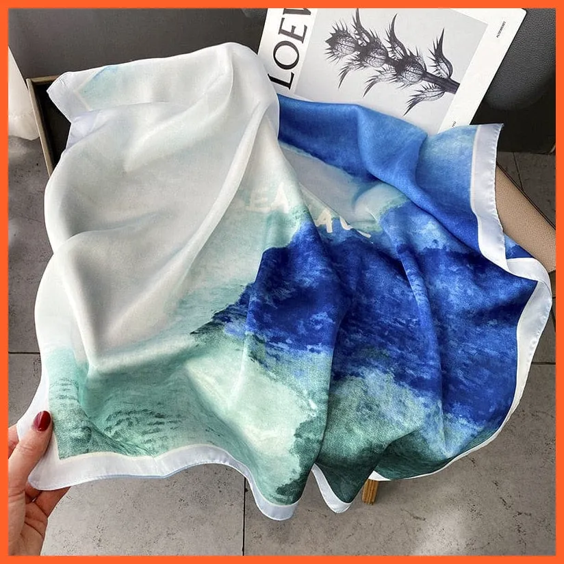 Silk Scarf Luxury Brand Designer Hair Scarf | Printed Head Scarf Hijab Shawl