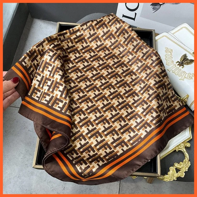 Silk Scarf Luxury Brand Designer Hair Scarf | Printed Head Scarf Hijab Shawl