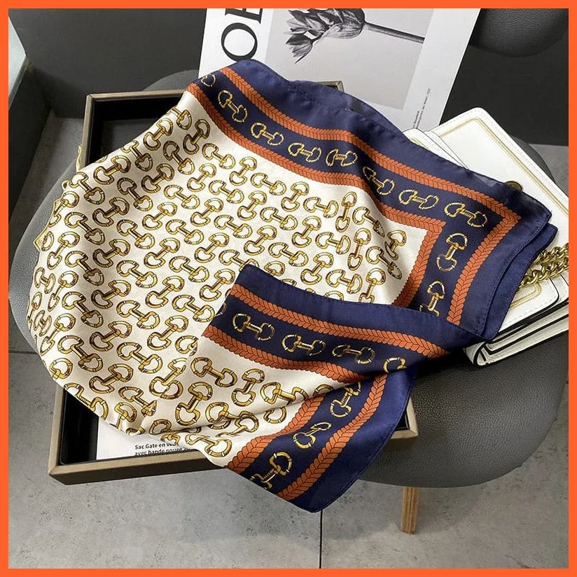 Silk Scarf Luxury Brand Designer Hair Scarf | Printed Head Scarf Hijab Shawl