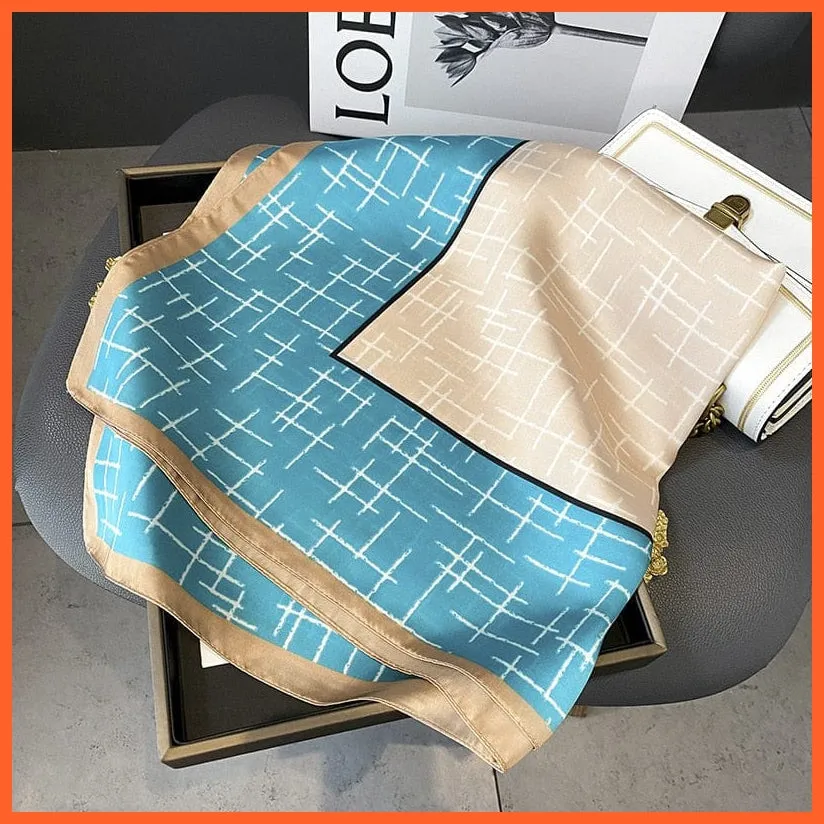 Silk Scarf Luxury Brand Designer Hair Scarf | Printed Head Scarf Hijab Shawl
