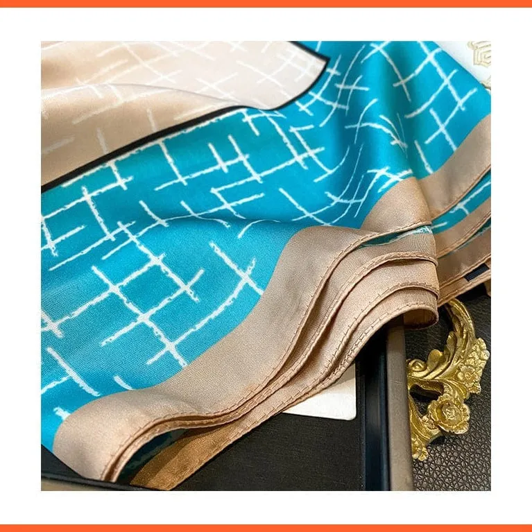 Silk Scarf Luxury Brand Designer Hair Scarf | Printed Head Scarf Hijab Shawl