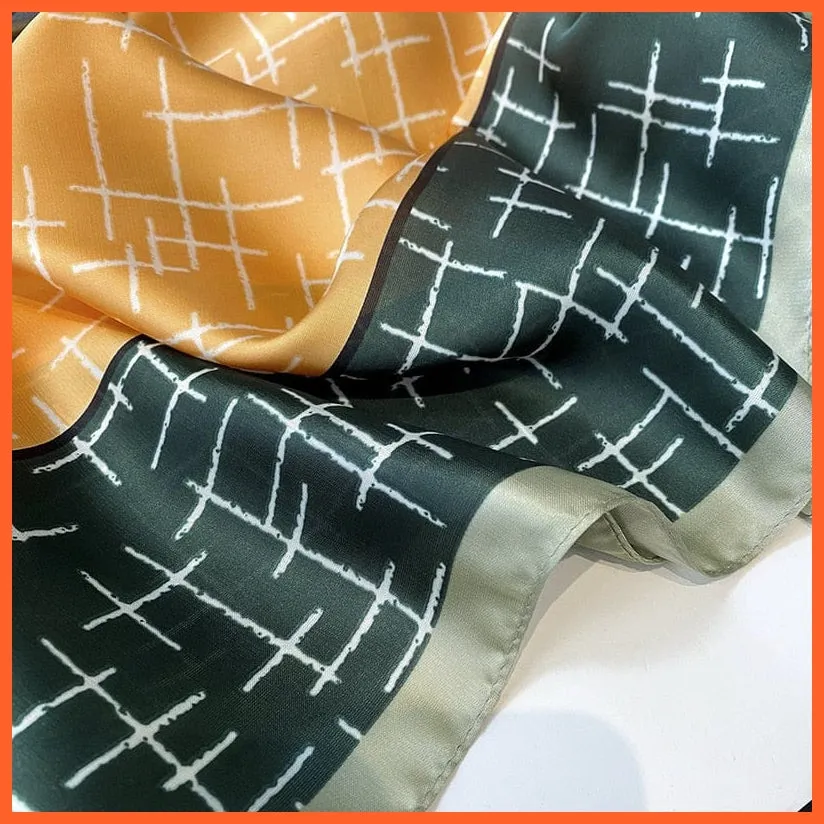 Silk Scarf Luxury Brand Designer Hair Scarf | Printed Head Scarf Hijab Shawl