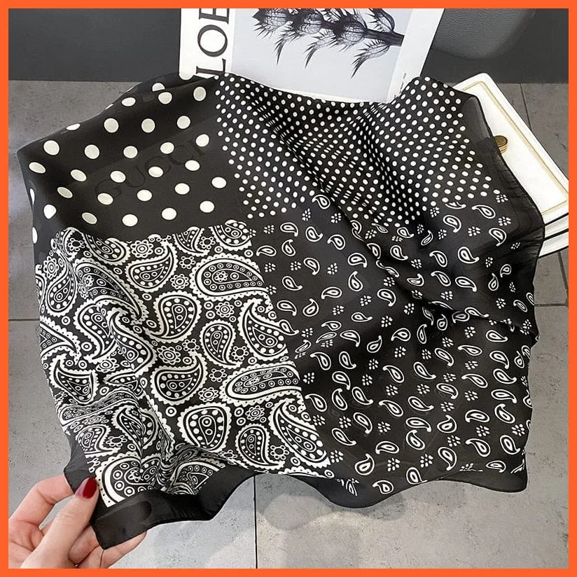 Silk Scarf Luxury Brand Designer Hair Scarf | Printed Head Scarf Hijab Shawl