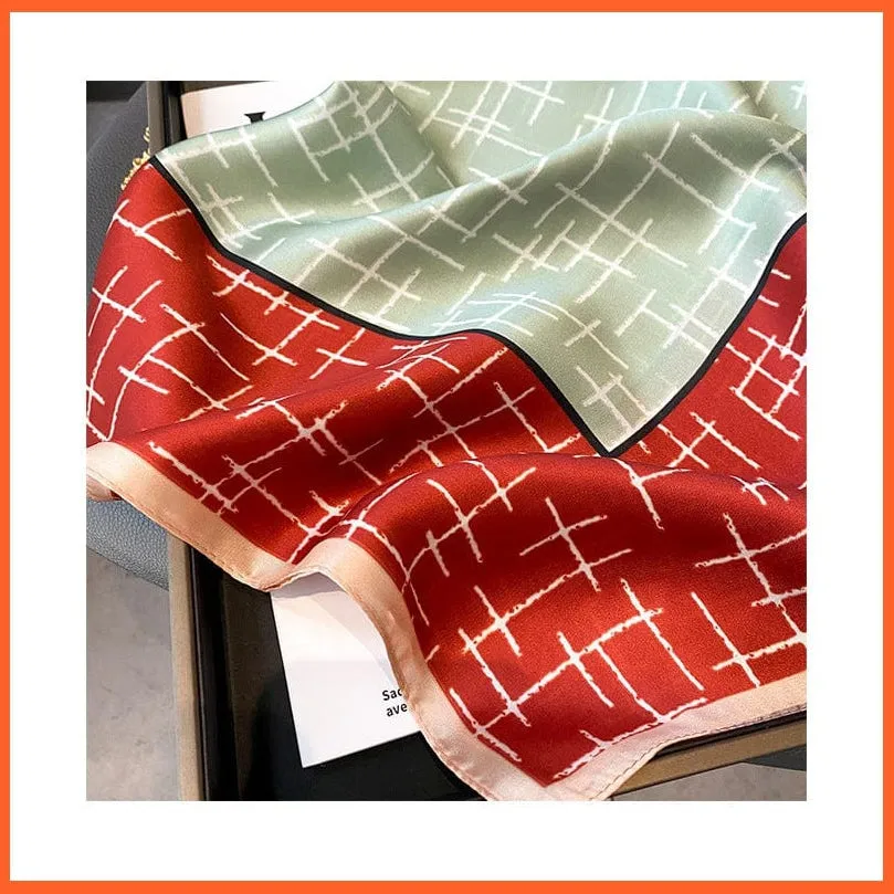 Silk Scarf Luxury Brand Designer Hair Scarf | Printed Head Scarf Hijab Shawl