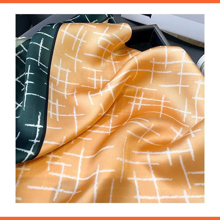 Silk Scarf Luxury Brand Designer Hair Scarf | Printed Head Scarf Hijab Shawl