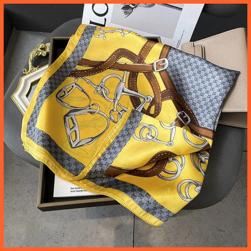 Silk Scarf Luxury Brand Designer Hair Scarf | Printed Head Scarf Hijab Shawl