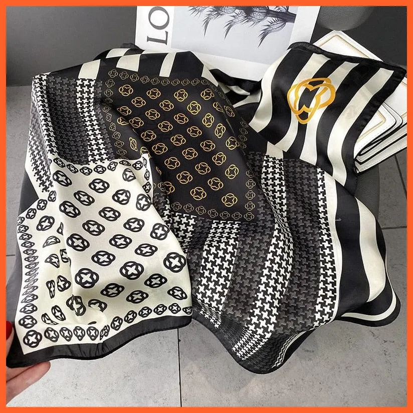 Silk Scarf Luxury Brand Designer Hair Scarf | Printed Head Scarf Hijab Shawl