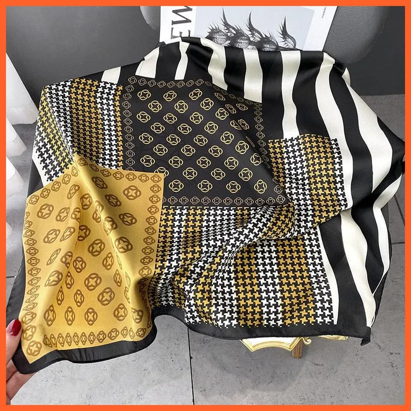 Silk Scarf Luxury Brand Designer Hair Scarf | Printed Head Scarf Hijab Shawl