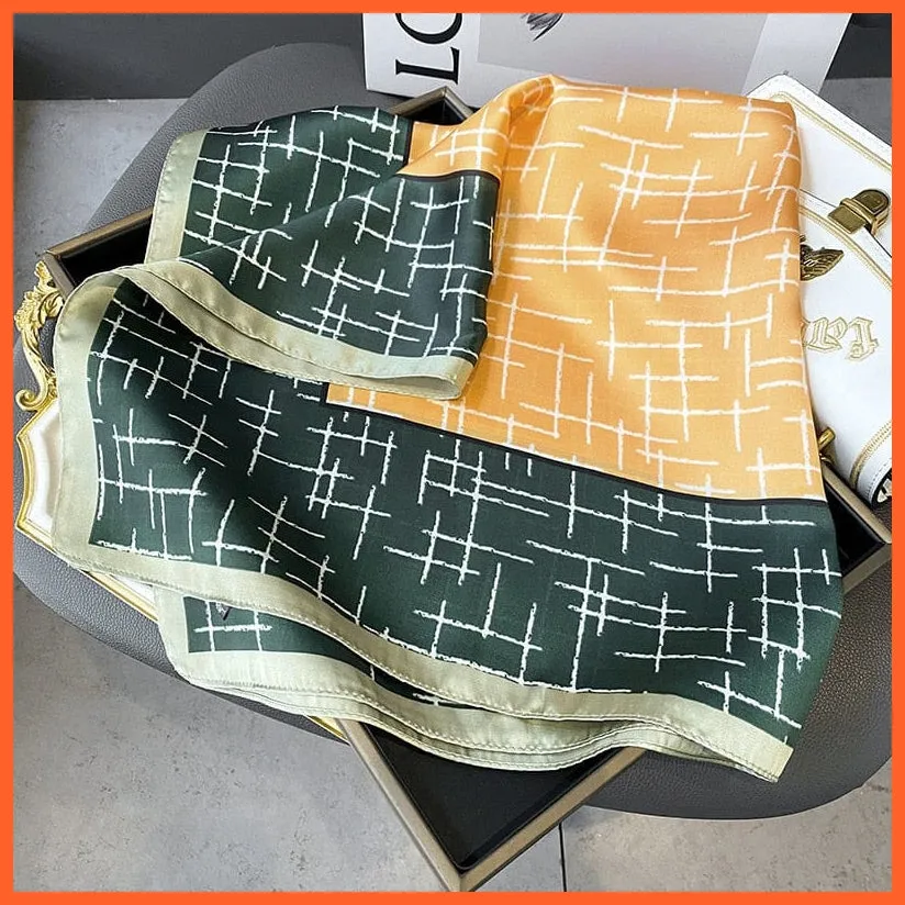 Silk Scarf Luxury Brand Designer Hair Scarf | Printed Head Scarf Hijab Shawl