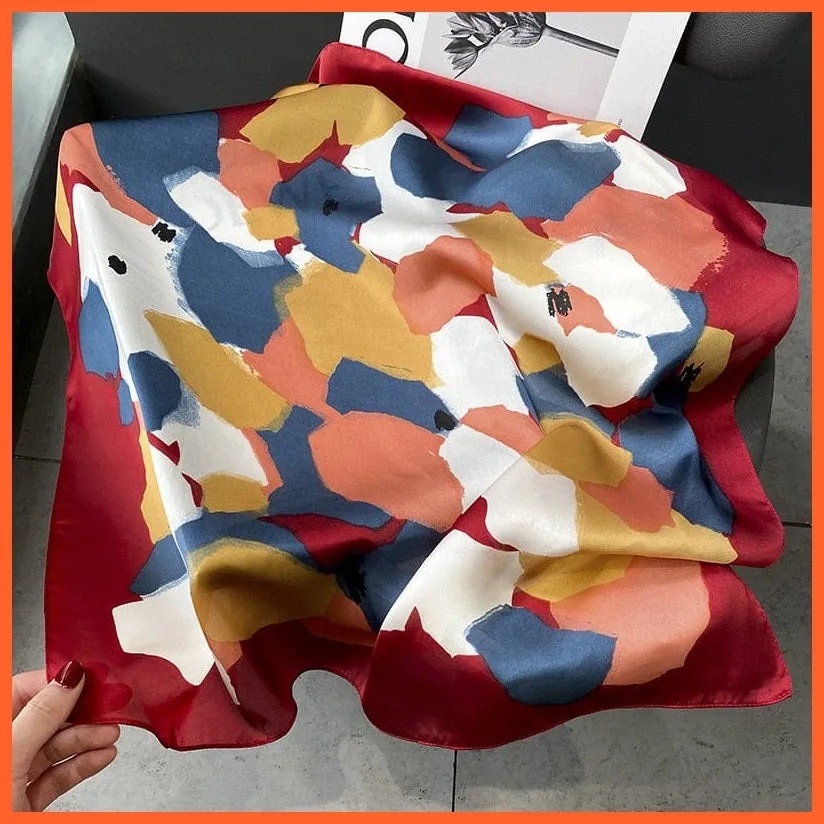Silk Scarf Luxury Brand Designer Hair Scarf | Printed Head Scarf Hijab Shawl