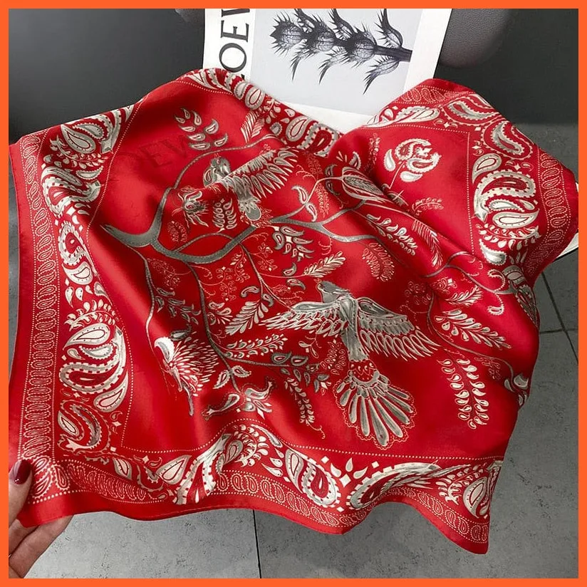 Silk Scarf Luxury Brand Designer Hair Scarf | Printed Head Scarf Hijab Shawl