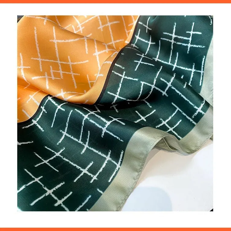 Silk Scarf Luxury Brand Designer Hair Scarf | Printed Head Scarf Hijab Shawl