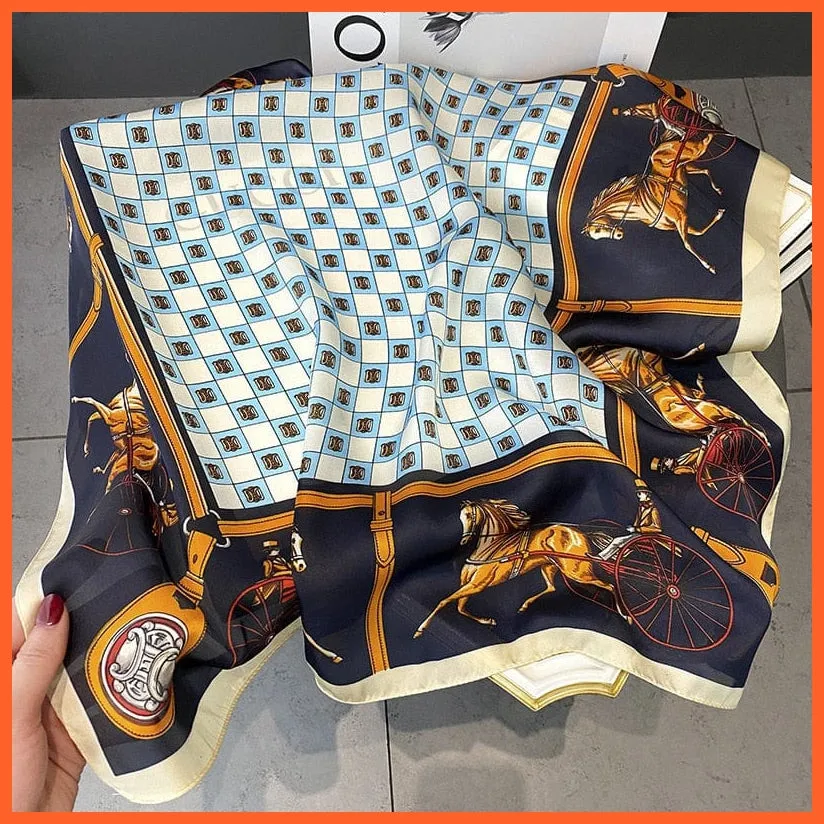Silk Scarf Luxury Brand Designer Hair Scarf | Printed Head Scarf Hijab Shawl