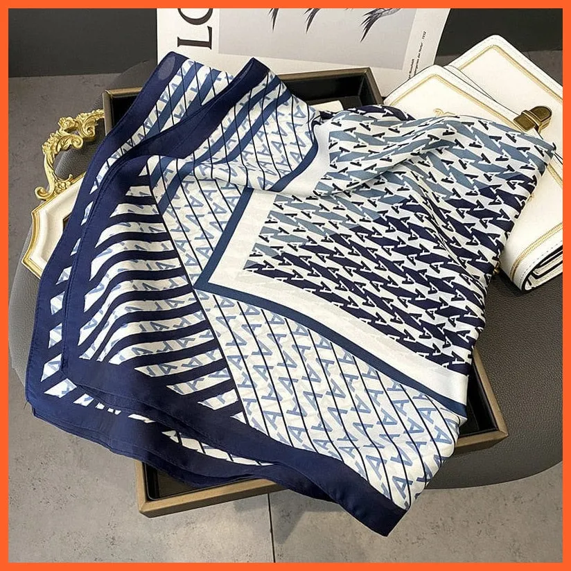 Silk Scarf Luxury Brand Designer Hair Scarf | Printed Head Scarf Hijab Shawl