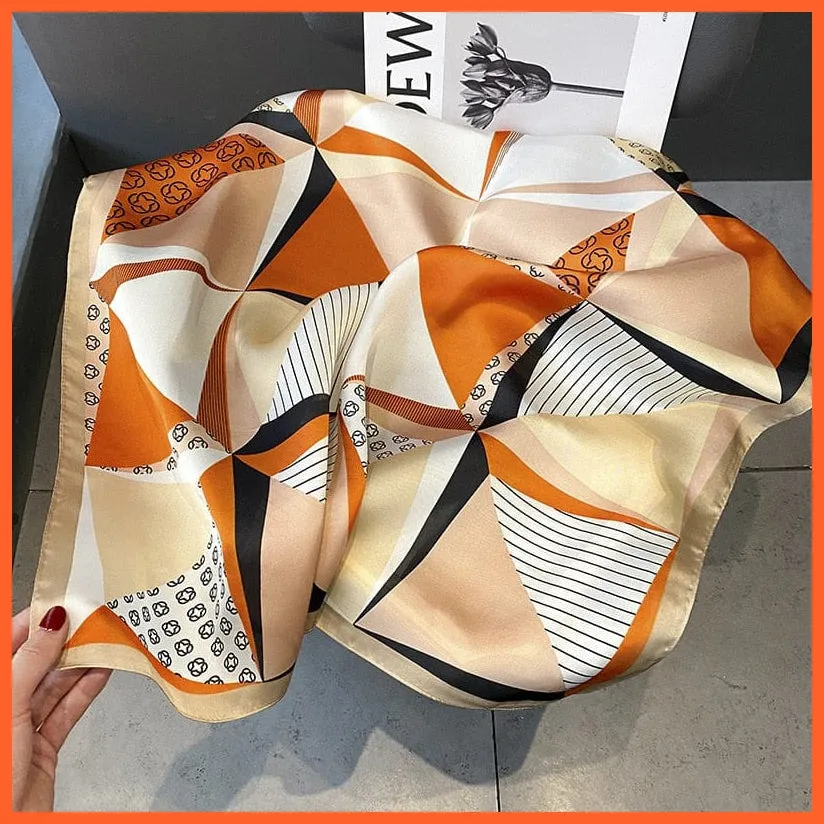 Silk Scarf Luxury Brand Designer Hair Scarf | Printed Head Scarf Hijab Shawl