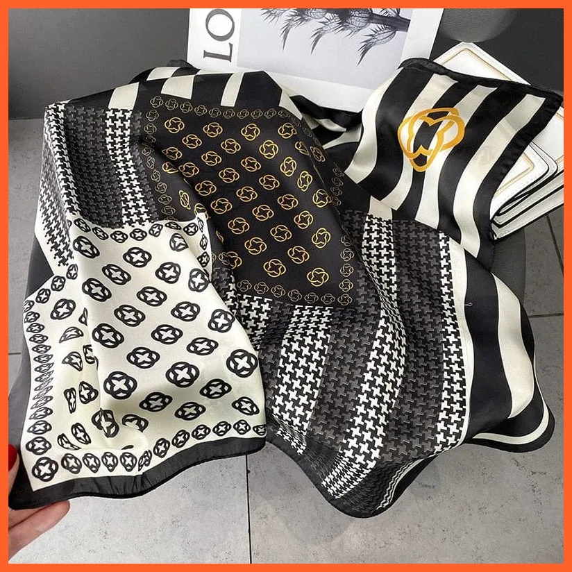 Silk Scarf Luxury Brand Designer Hair Scarf | Printed Head Scarf Hijab Shawl