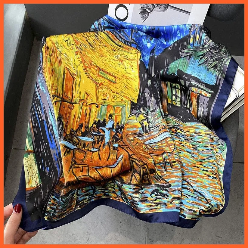 Silk Scarf Luxury Brand Designer Hair Scarf | Printed Head Scarf Hijab Shawl