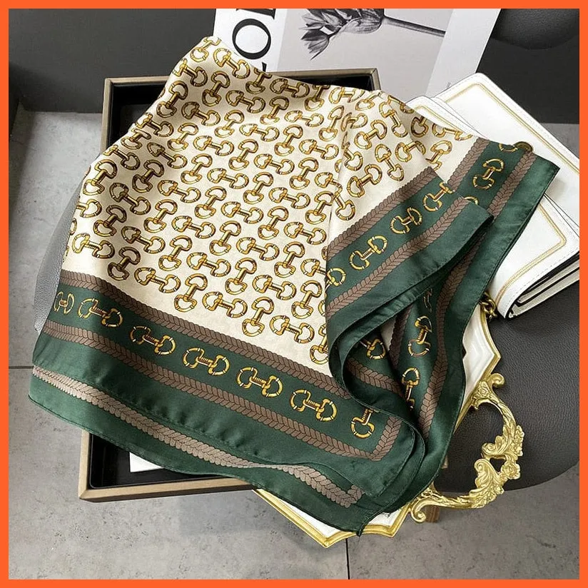 Silk Scarf Luxury Brand Designer Hair Scarf | Printed Head Scarf Hijab Shawl