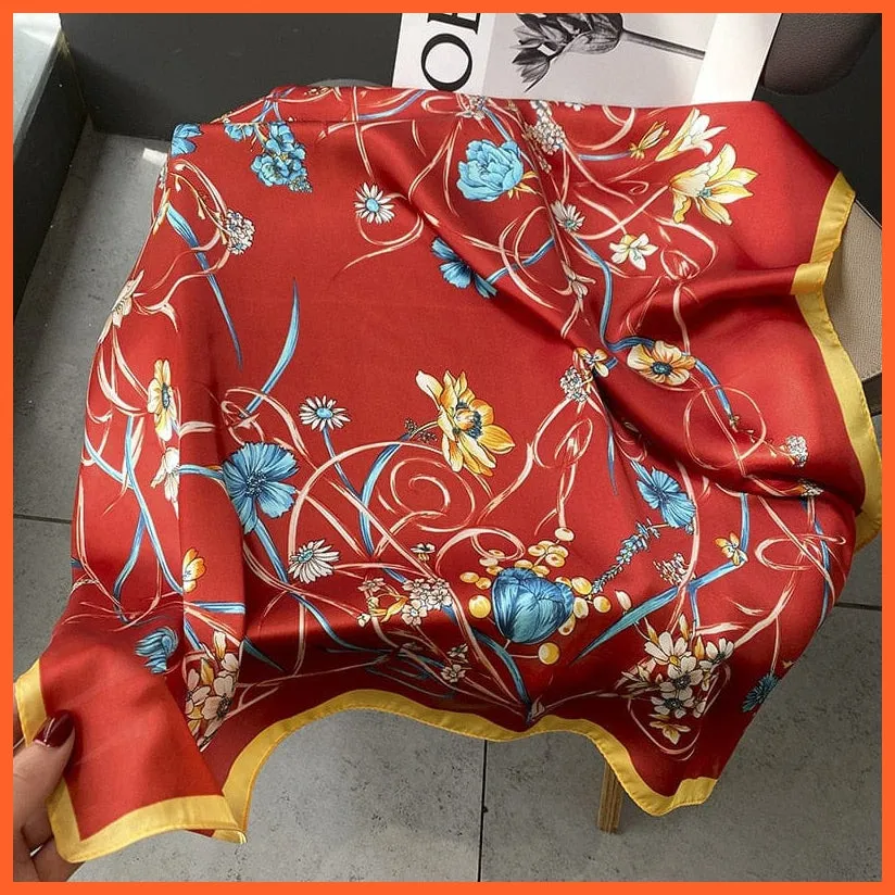 Silk Scarf Luxury Brand Designer Hair Scarf | Printed Head Scarf Hijab Shawl