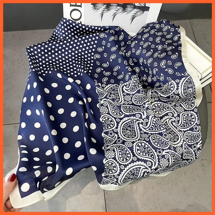 Silk Scarf Luxury Brand Designer Hair Scarf | Printed Head Scarf Hijab Shawl