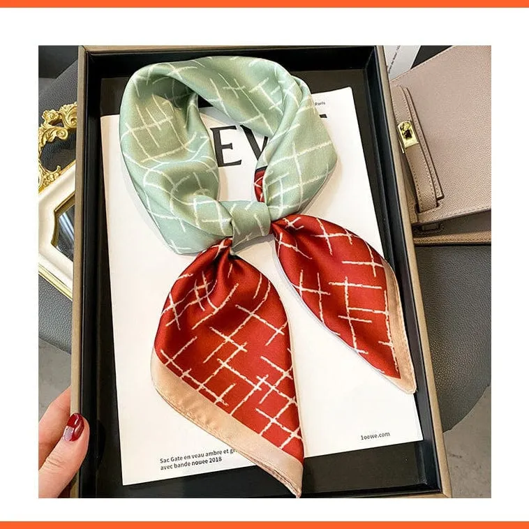 Silk Scarf Luxury Brand Designer Hair Scarf | Printed Head Scarf Hijab Shawl