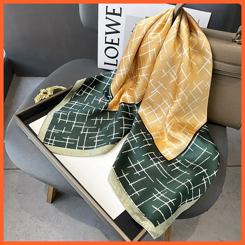Silk Scarf Luxury Brand Designer Hair Scarf | Printed Head Scarf Hijab Shawl