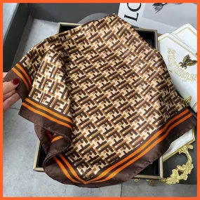 Silk Scarf Luxury Brand Designer Hair Scarf | Printed Head Scarf Hijab Shawl