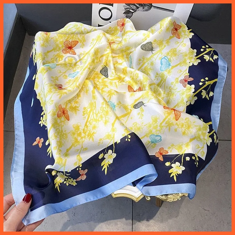 Silk Scarf Luxury Brand Designer Hair Scarf | Printed Head Scarf Hijab Shawl