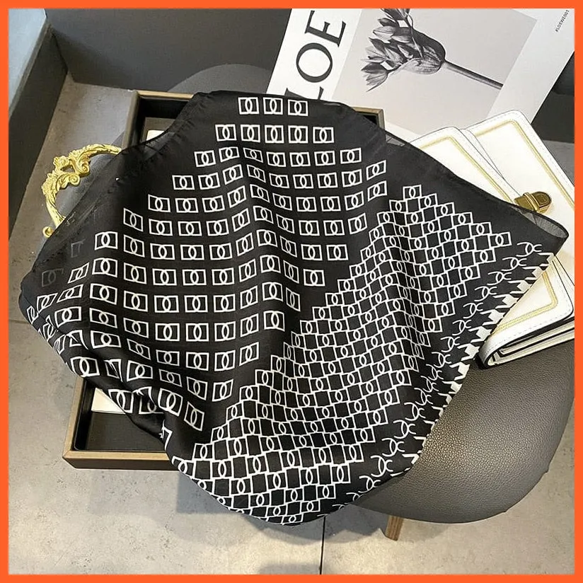 Silk Scarf Luxury Brand Designer Hair Scarf | Printed Head Scarf Hijab Shawl