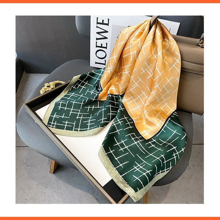 Silk Scarf Luxury Brand Designer Hair Scarf | Printed Head Scarf Hijab Shawl