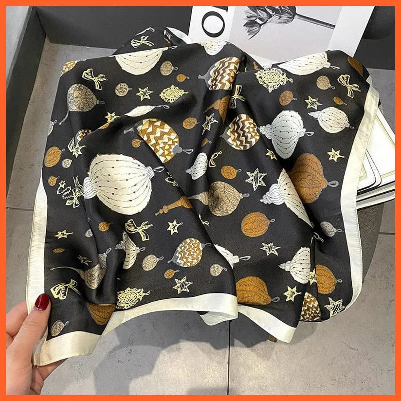 Silk Scarf Luxury Brand Designer Hair Scarf | Printed Head Scarf Hijab Shawl