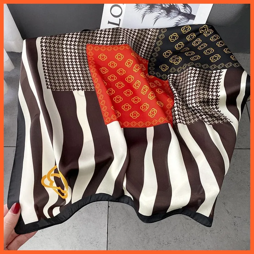 Silk Scarf Luxury Brand Designer Hair Scarf | Printed Head Scarf Hijab Shawl
