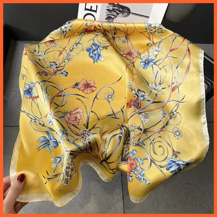 Silk Scarf Luxury Brand Designer Hair Scarf | Printed Head Scarf Hijab Shawl