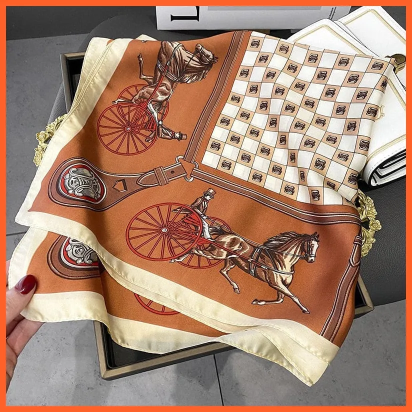 Silk Scarf Luxury Brand Designer Hair Scarf | Printed Head Scarf Hijab Shawl