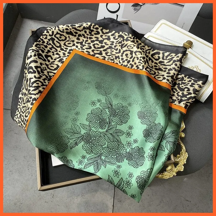 Silk Scarf Luxury Brand Designer Hair Scarf | Printed Head Scarf Hijab Shawl