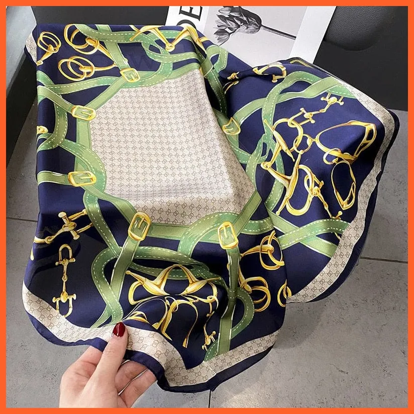 Silk Scarf Luxury Brand Designer Hair Scarf | Printed Head Scarf Hijab Shawl