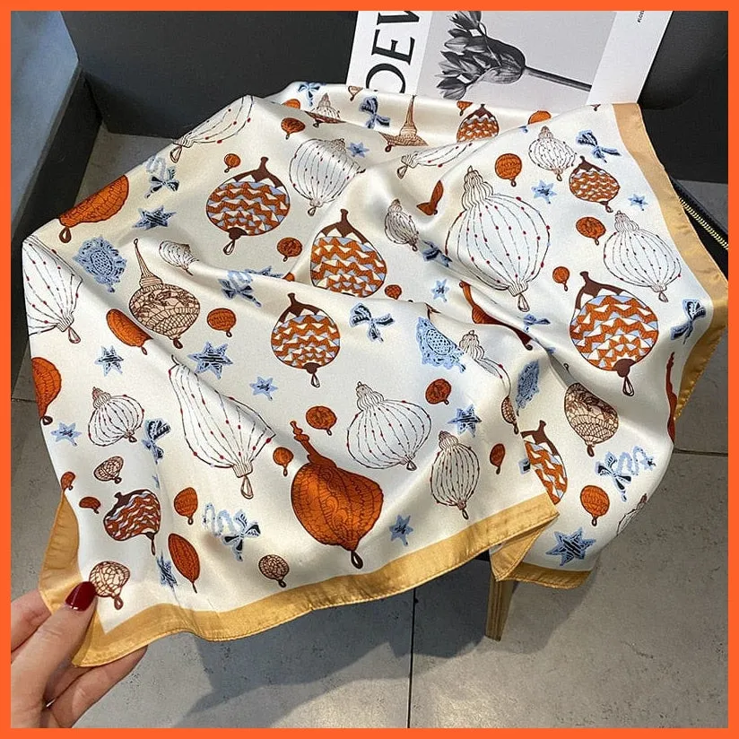Silk Scarf Luxury Brand Designer Hair Scarf | Printed Head Scarf Hijab Shawl