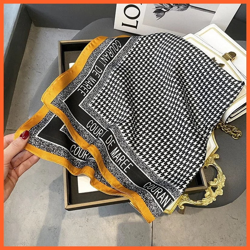 Silk Scarf Luxury Brand Designer Hair Scarf | Printed Head Scarf Hijab Shawl