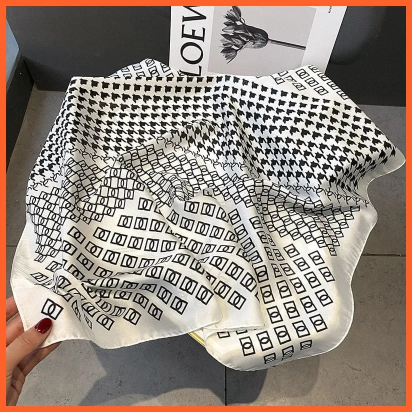 Silk Scarf Luxury Brand Designer Hair Scarf | Printed Head Scarf Hijab Shawl