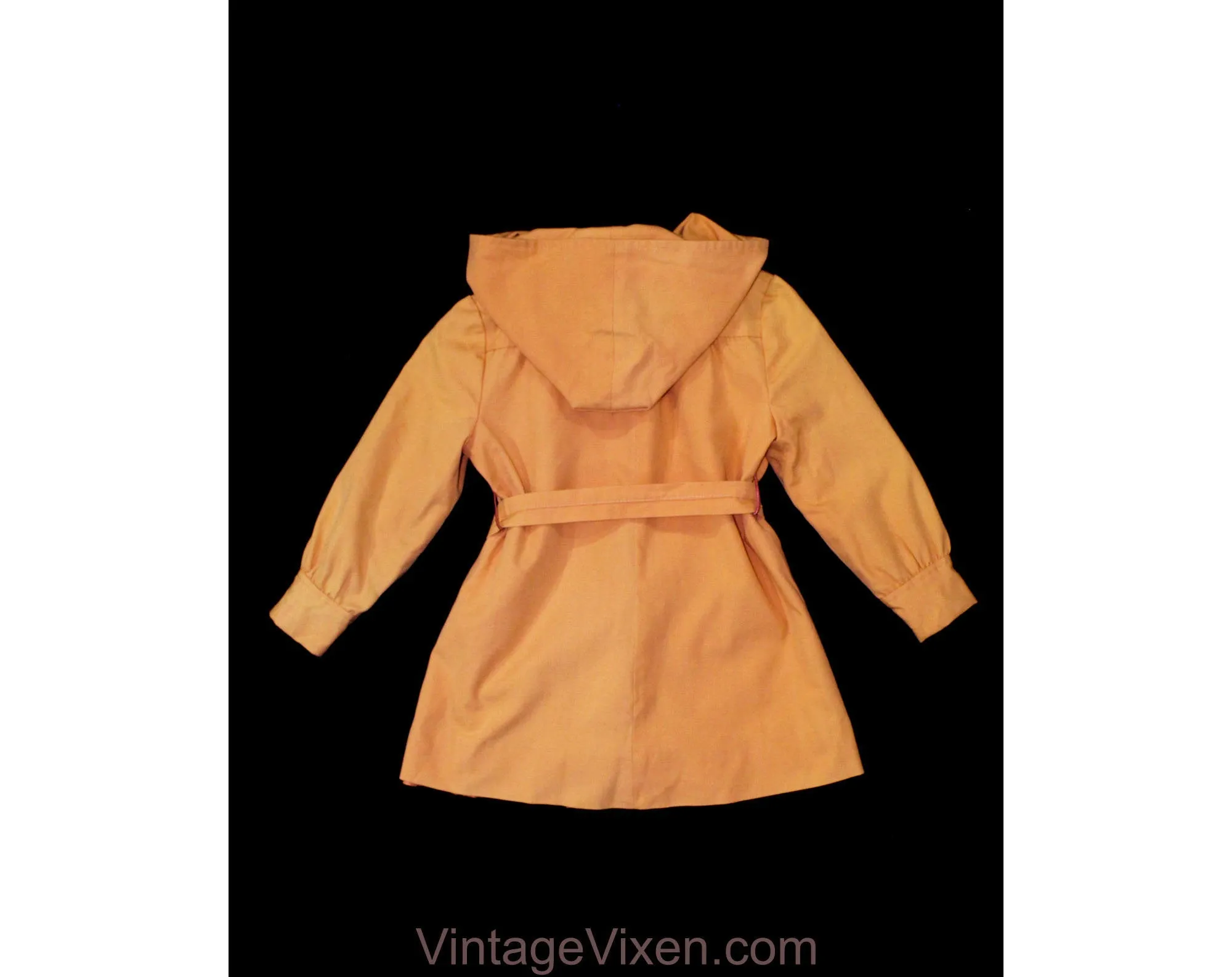 Size 6 Girl's Coat with Hood - Spring Cotton Canvas Overcoat - Child's Retro Tailored Neutral Pink Outerwear - The Philadelphian - Chest 30