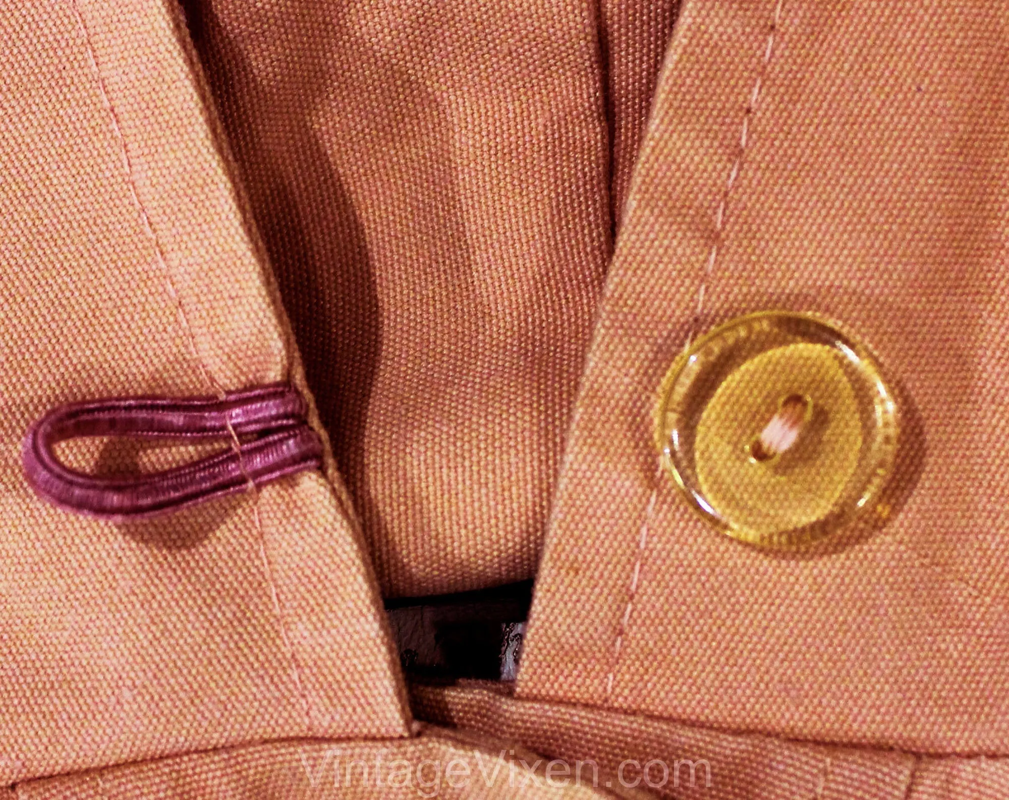 Size 6 Girl's Coat with Hood - Spring Cotton Canvas Overcoat - Child's Retro Tailored Neutral Pink Outerwear - The Philadelphian - Chest 30