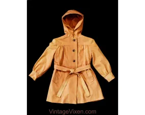 Size 6 Girl's Coat with Hood - Spring Cotton Canvas Overcoat - Child's Retro Tailored Neutral Pink Outerwear - The Philadelphian - Chest 30