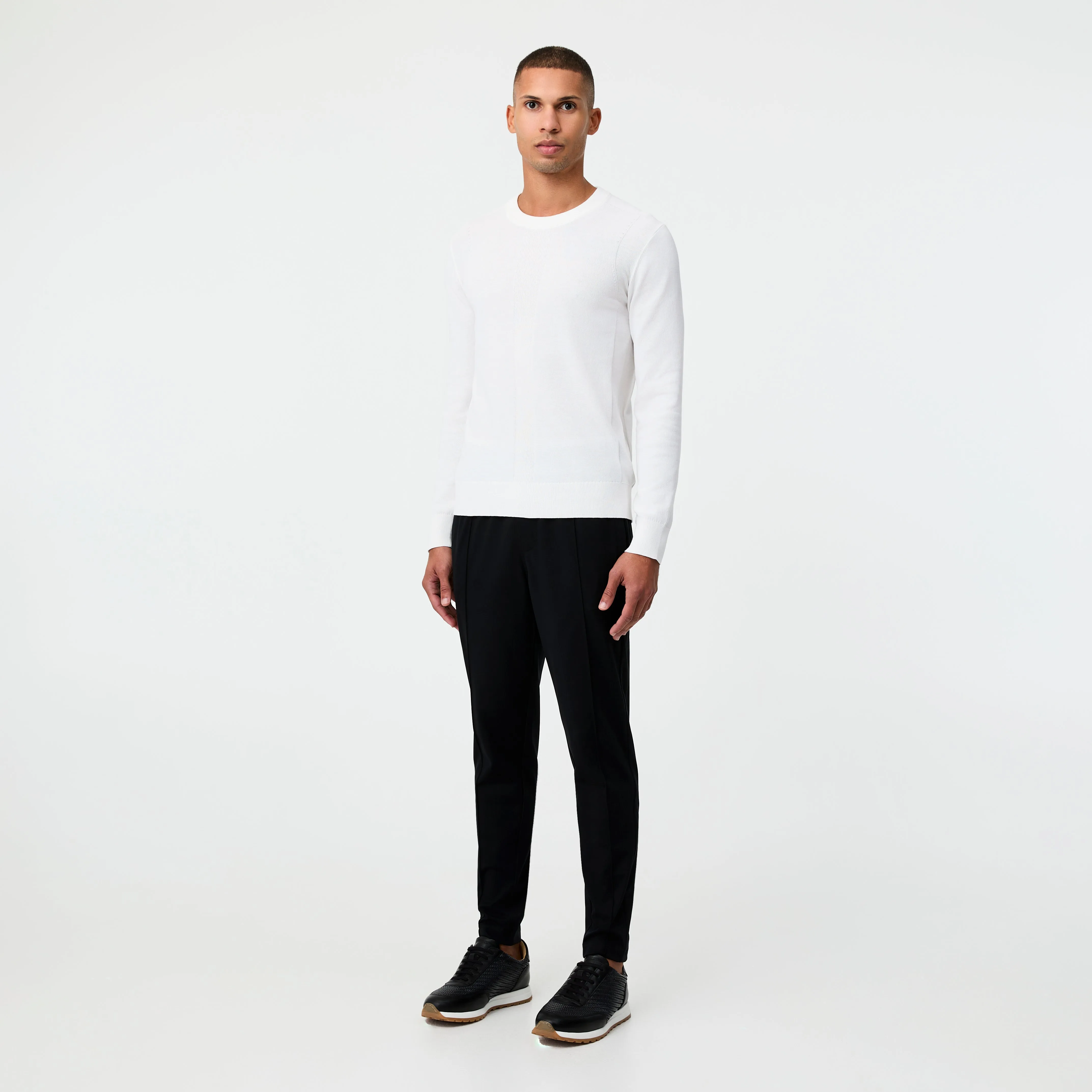 Tech Cotton Panelled Sweater White