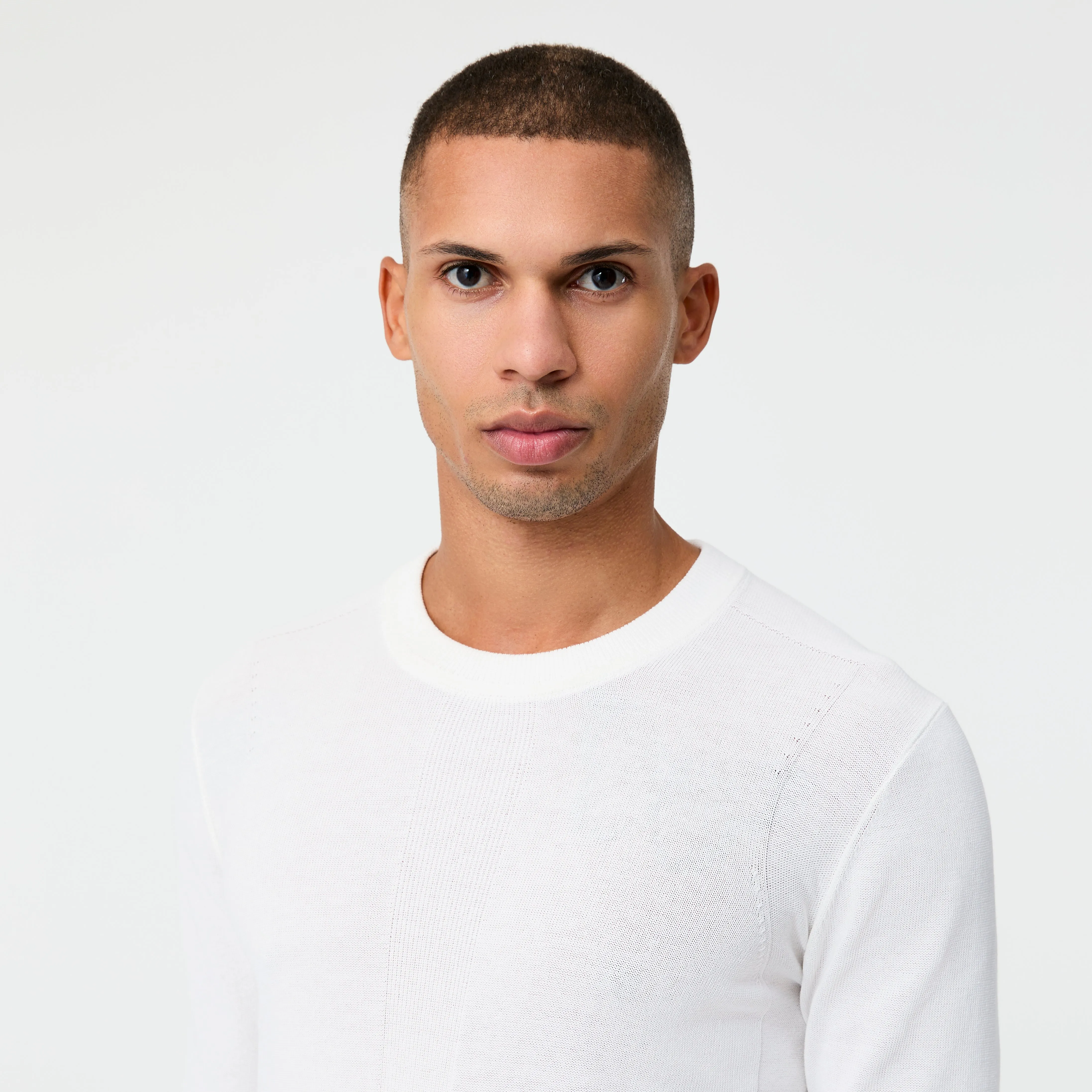Tech Cotton Panelled Sweater White