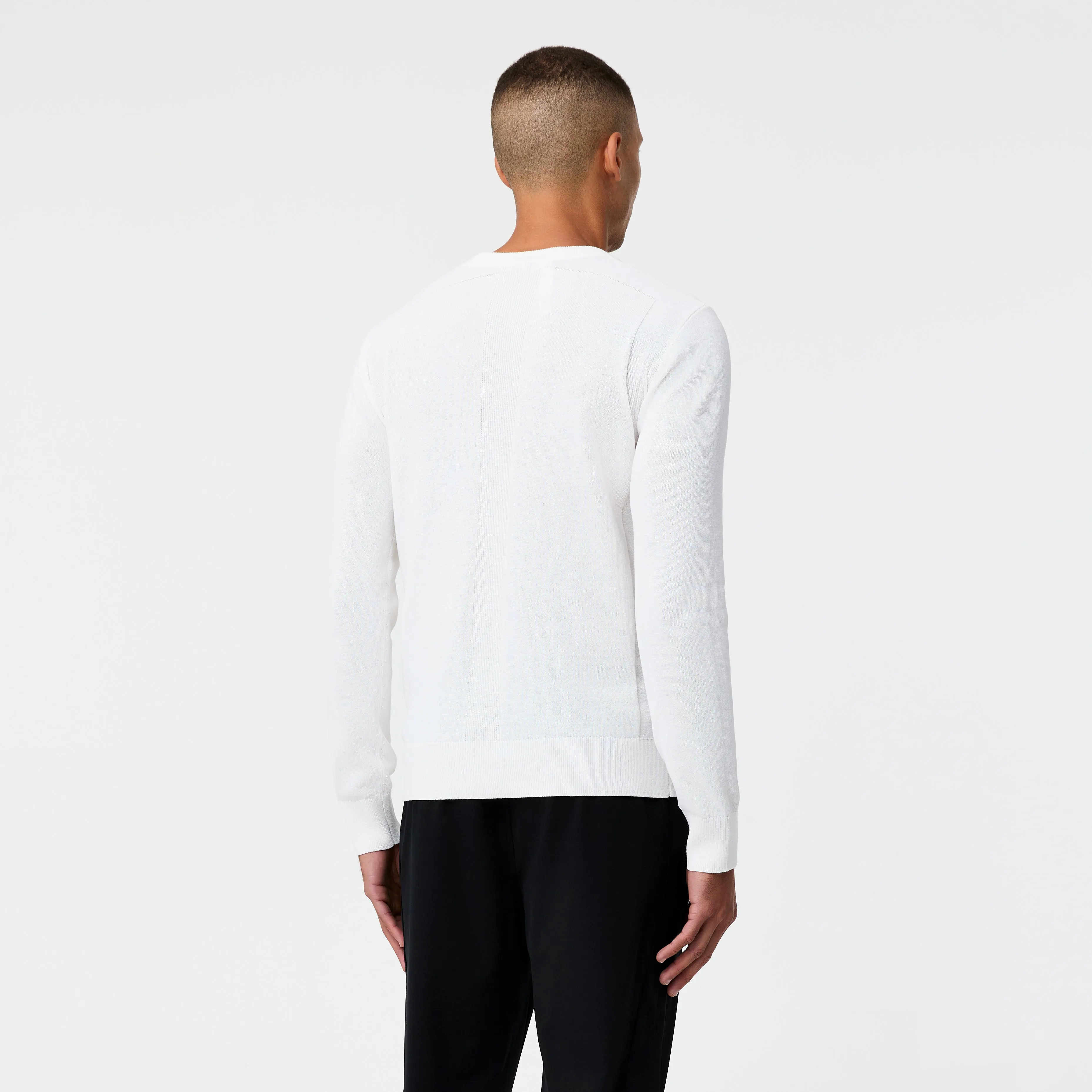 Tech Cotton Panelled Sweater White