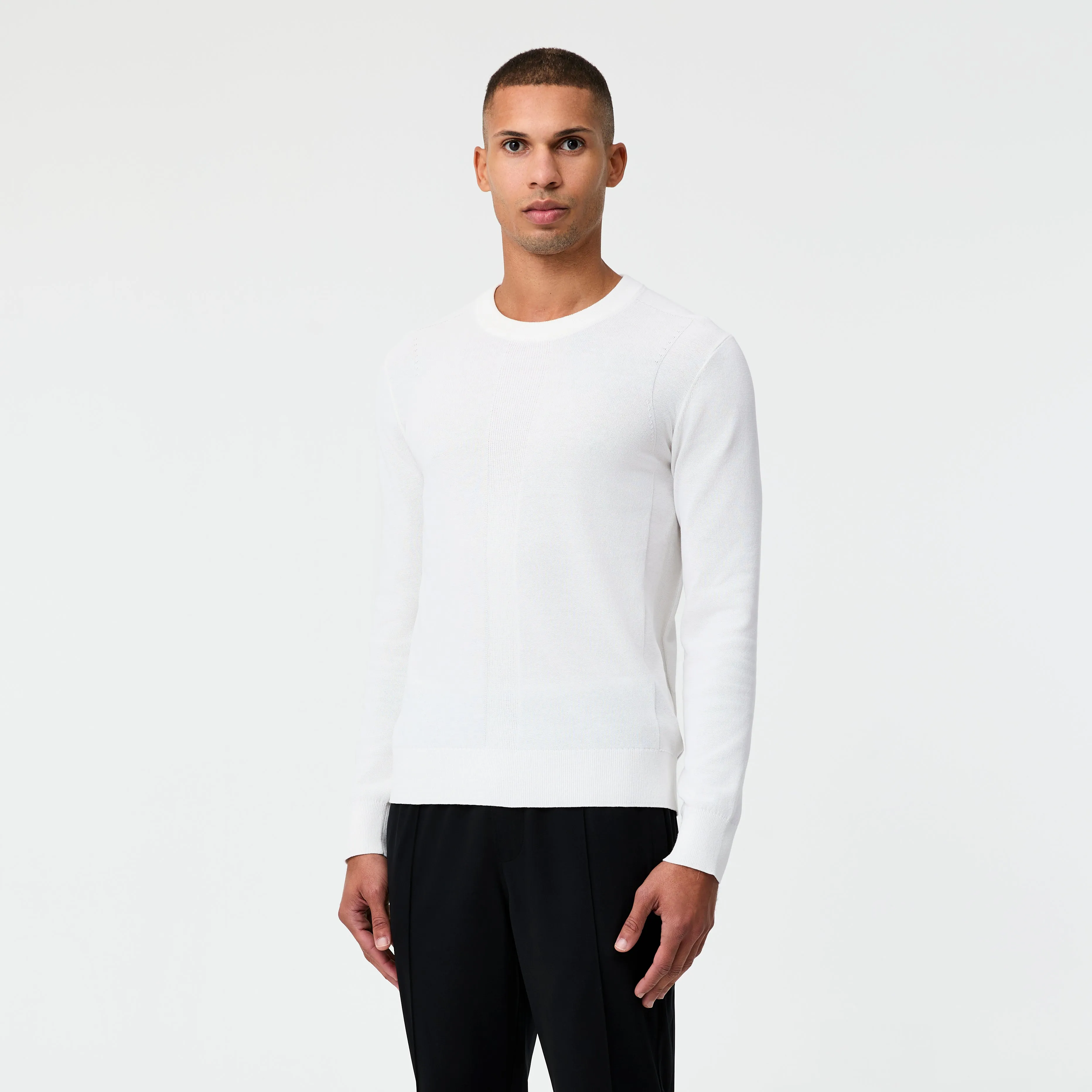 Tech Cotton Panelled Sweater White