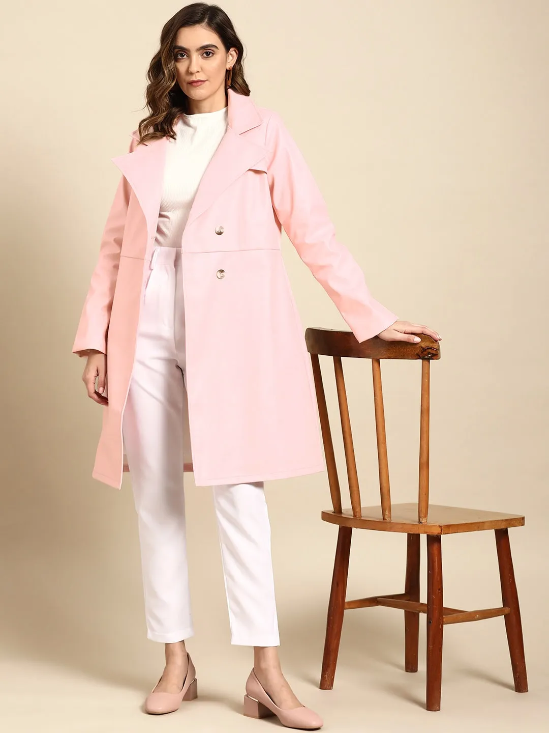 Women Leather Overcoat