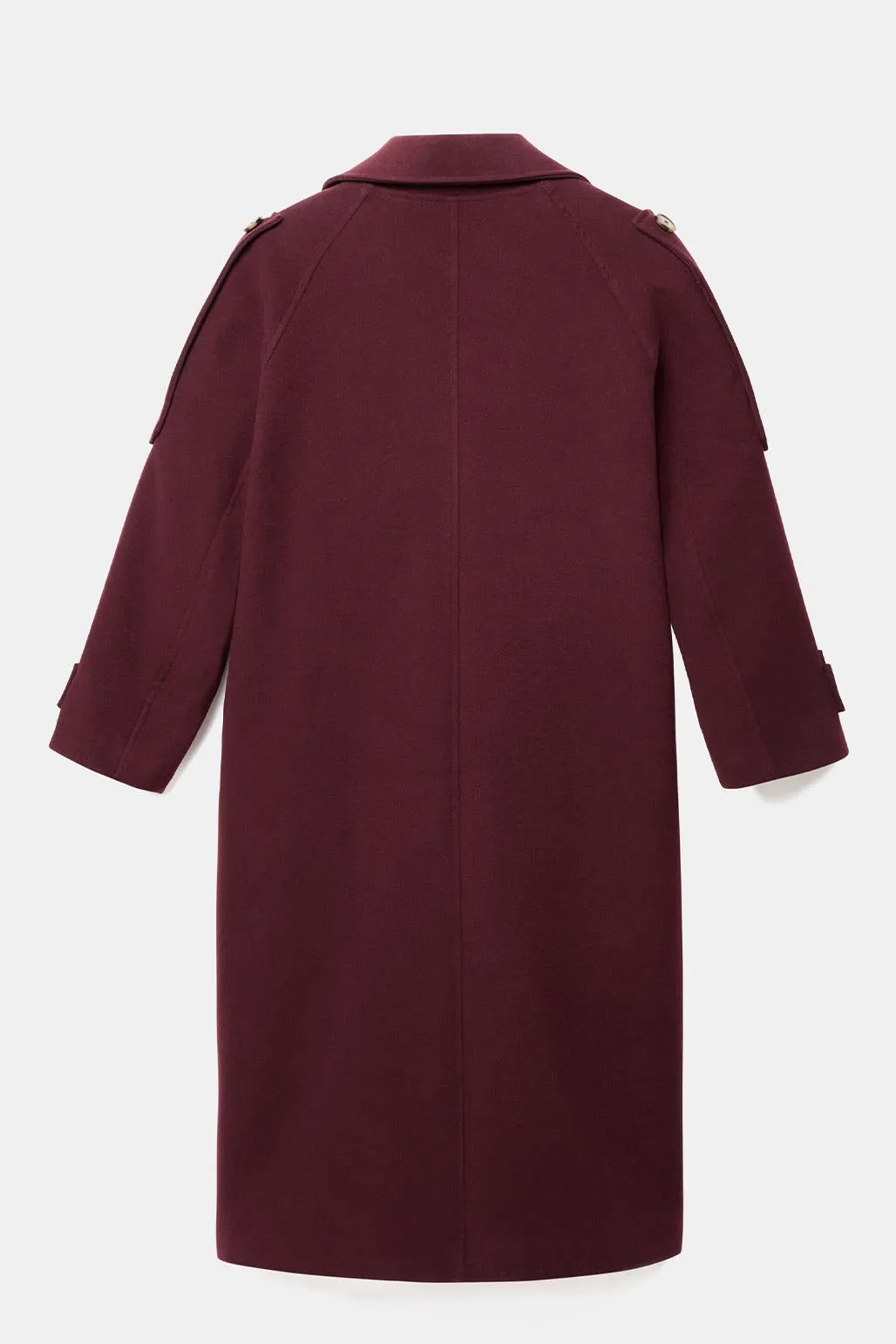 Wool Blend Long Coat Burgundy