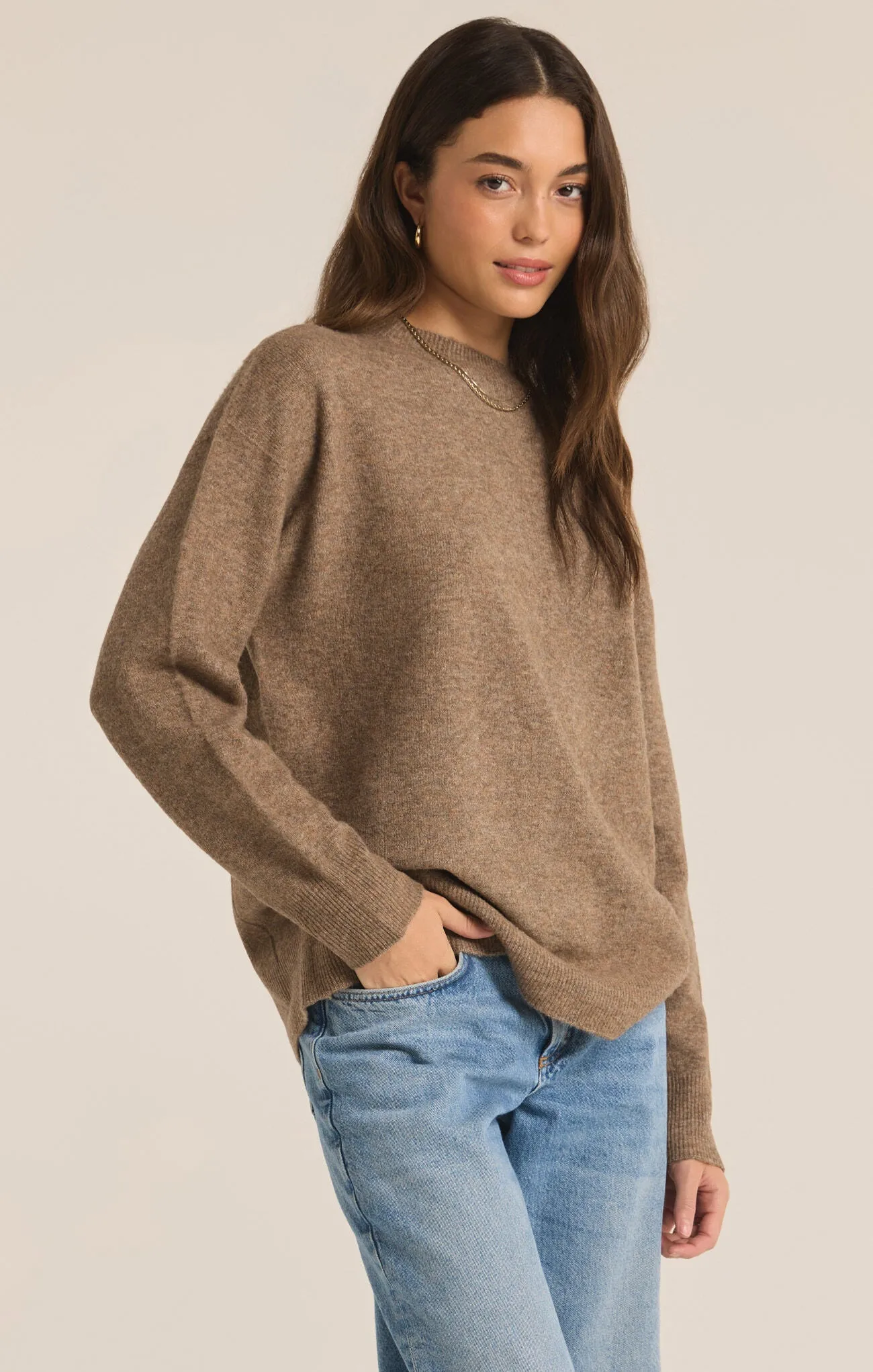 Z SUPPLY - GIA CREW NECK SWEATER CHAI
